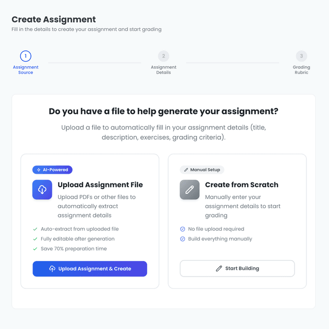 Assignment upload interface